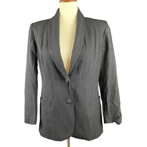Petite Sophisticate Black Blazer Size S 90s Vintage Shoulder Pads 2 Buttons